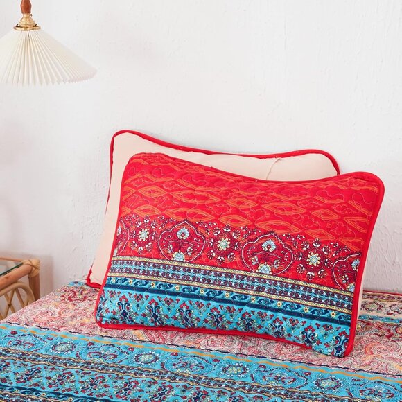 New Colourful Reversible Bohemian 3 PC Bedding Quilt Set • KING Size - Picture 5 of 7